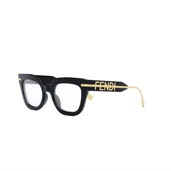 Fendi FE50065I 001 50 FENDIGRAPHY Black Gold Eyeglasses FE50065I - Picture 1 of 1